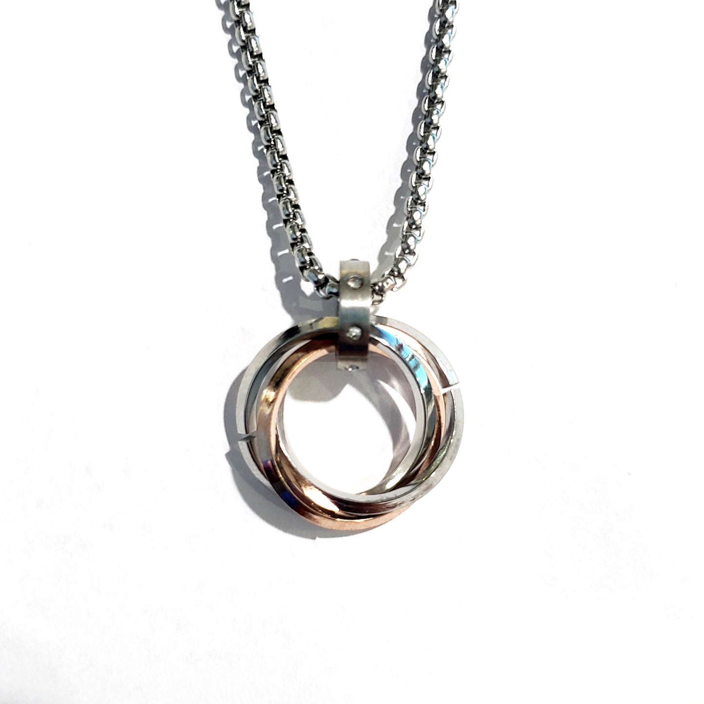 Men's Fashion Simple Stainless Steel Three-ring Necklace