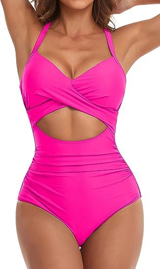 Women's Fashion Casual Cross One-piece Swimsuit