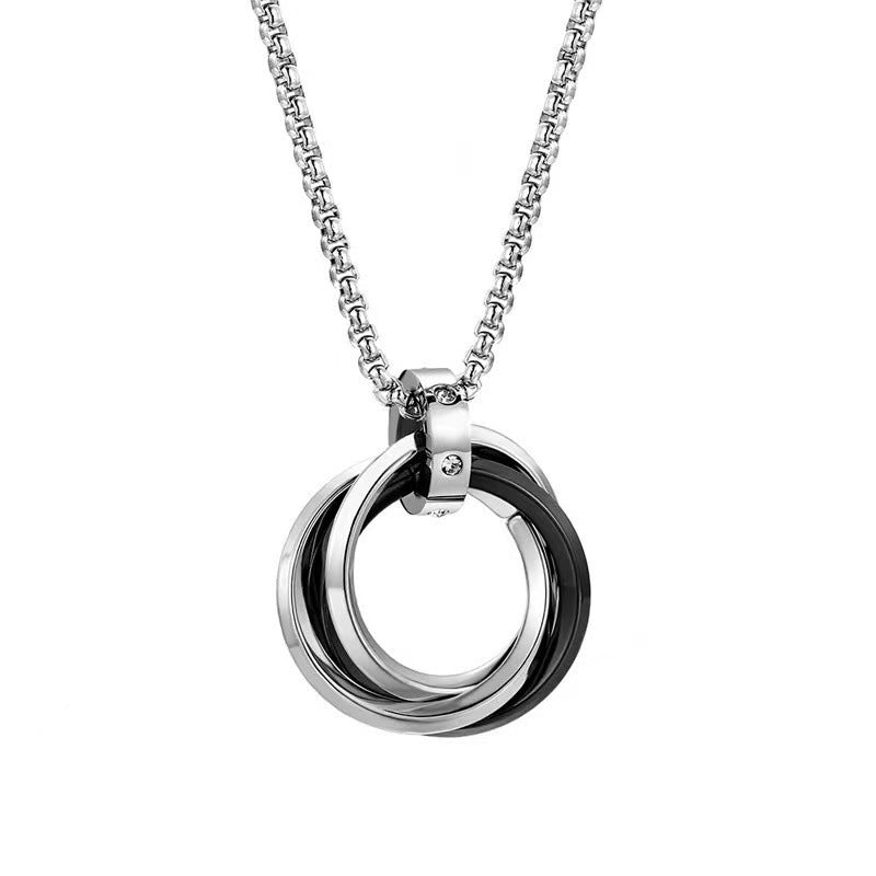 Men's Fashion Simple Stainless Steel Three-ring Necklace