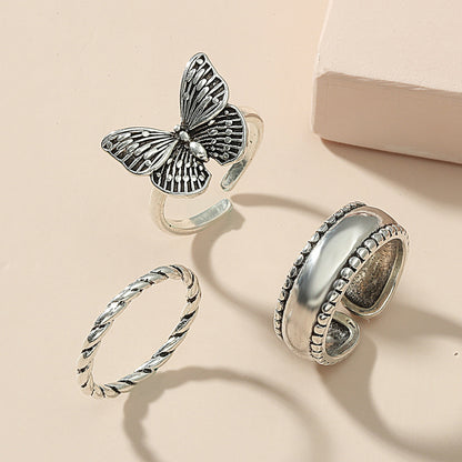 Retro Aloofness Style Geometric Ring Set Of 3