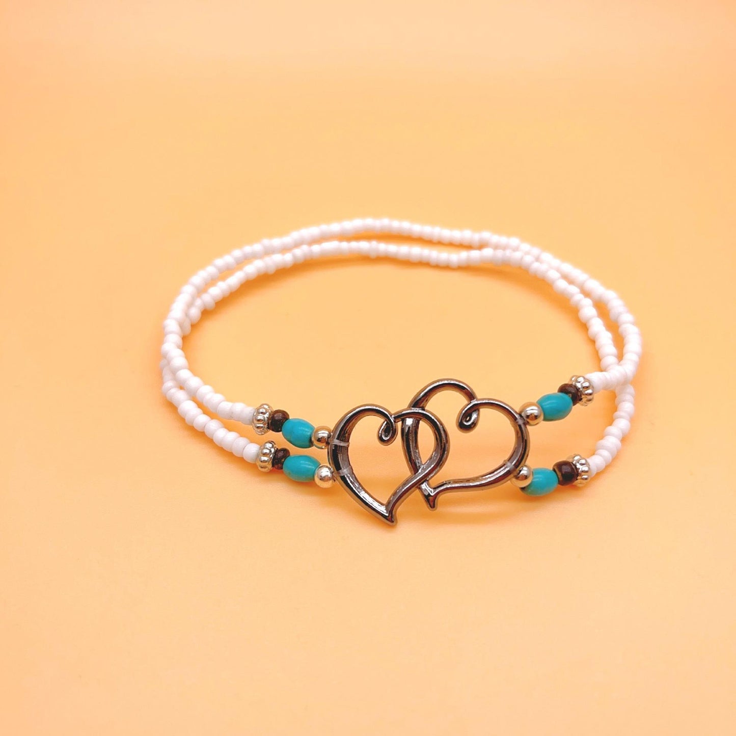 Women's Fashion Twin-style Love Bead Anklet