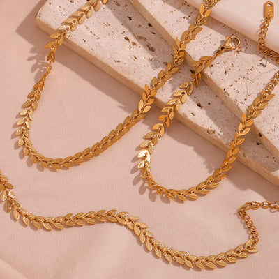 Stainless Steel Plated 18K Gold Leaf Fishtail Chain Ankle Chain