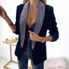 Women's Fashion Stitching Sequined Suit Jacket