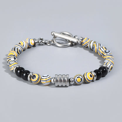 Stainless Steel OT Buckle Tiger-Eye Bracelet Men