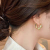 Gold Twisted Pleated Earrings For Women