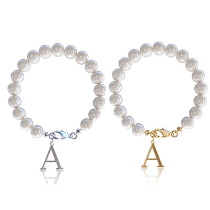 Letter Bracelet Suit Stainless Steel Stringed Pearls