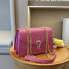 Rose Red Crocodile Pattern Women's Chain Bag