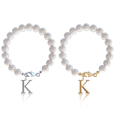 Letter Bracelet Suit Stainless Steel Stringed Pearls