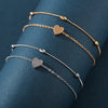 New Round Beads Double Layers Loving Heart Peach Heart Anklet Simple Multi-layer