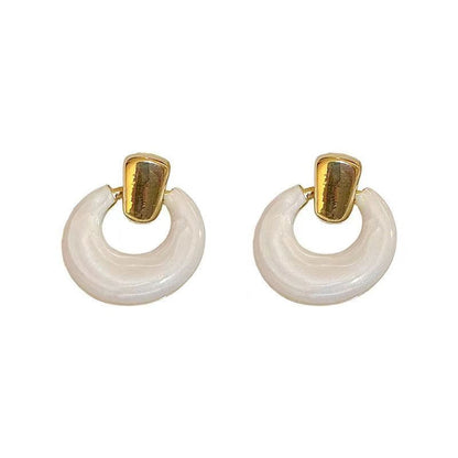 Retro Simple Dripping Geometric Round Ring Earrings Ins Fashion High