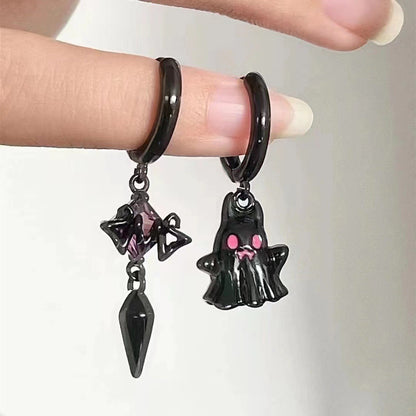 Dark Asymmetric Little Ghost Earrings Women's Cold Style