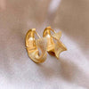 Gold Twisted Pleated Earrings For Women