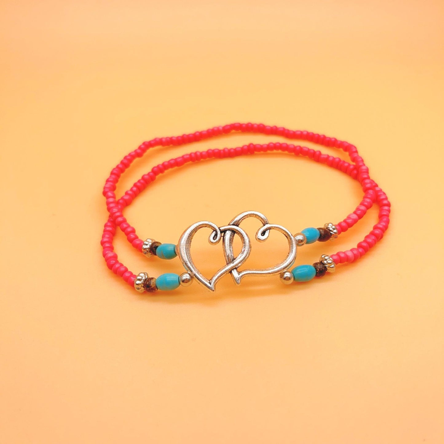 Women's Fashion Twin-style Love Bead Anklet