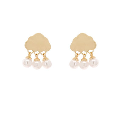 Silver Needle Cloud Pearl Stud Earrings Simple