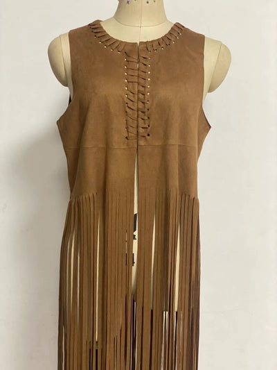 Suede Tassel Vest Coat Women