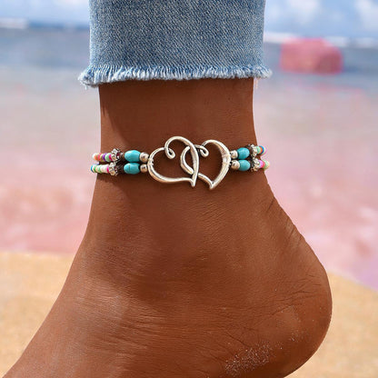 Women's Fashion Twin-style Love Bead Anklet