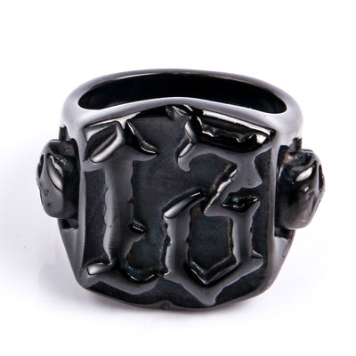 Men's Retro Ghost Head Titanium Steel Ring Ornament