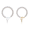 Letter Bracelet Suit Stainless Steel Stringed Pearls