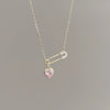 Sweet Loving Heart Pin Necklace Special Interest Light Luxury Advanced Design Sense