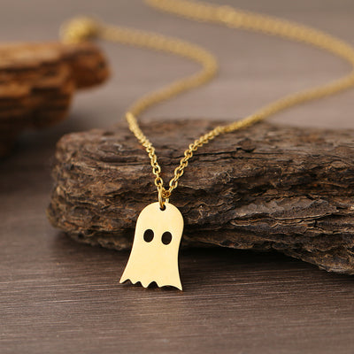 925 Silver Cute Ghost Design Halloween Necklace