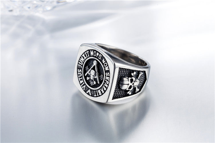 Masonic Logo Ghost Head Men's Titanium Steel Ring