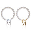 Letter Bracelet Suit Stainless Steel Stringed Pearls